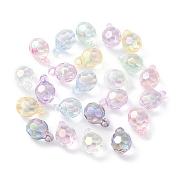 Transparent Acrylic Pendant, AB Color Plated, Ball, Mixed Color, 21x14x14mm, Hole: 3mm