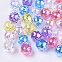 Arricraft Transparent Acrylic Beads, AB Color Plated, Round, Mixed Color, 8mm, Hole: 1.4mm, about 1840pcs/500g