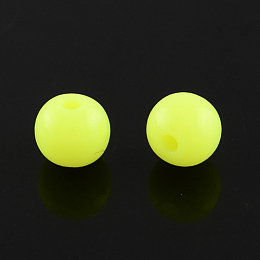 Honeyhandy Fluorescence Chunky Acrylic Beads, Round, Yellow, 20mm, Hole: 2~3mm, about 105pcs/500g