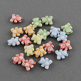 Honeyhandy Craft Style Bear Acrylic Beads, Mixed Color, 9x8x4mm, Hole: 1.5mm, about 2990pcs/500g