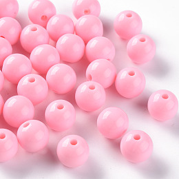 Honeyhandy Opaque Acrylic Beads, Round, Pearl Pink, 12x11mm, Hole: 1.8mm, about 566pcs/500g