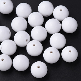 Honeyhandy Opaque Acrylic Beads, Round, White, 20x19mm, Hole: 3mm, about 111pcs/500g