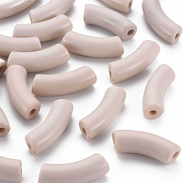 Honeyhandy Opaque Acrylic Beads, Curved Tube, Antique White, 36x13.5x11.5mm, Hole: 4mm, about 148pcs/500g