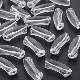 Honeyhandy Transparent Acrylic Beads, Curved Tube, Clear, 36x13.5x11.5mm, Hole: 4mm, about 148pcs/500g