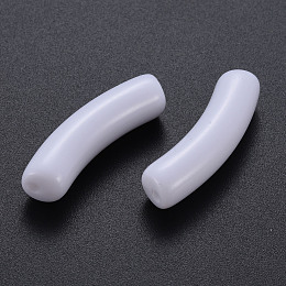 Honeyhandy Opaque Acrylic Beads, Curved Tube, Creamy White, 32x9.5x8mm, Hole: 1.8mm, about 330pcs/500g