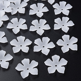 Honeyhandy Transparent Acrylic Beads, Frosted, Flower, White, 25.5x26.5x4.5mm, Hole: 2mm, about 900pcs/500g