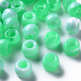 Honeyhandy Acrylic European Beads, Imitation Gemstone, Large Hole Beads, Rondelle, Medium Spring Green, 9x6mm, Hole: 4mm, about 1790~1840pcs/500g