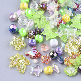 Honeyhandy Acrylic Beads & Pendants, Mixed Shapes, Mixed Color, 4~29x4~20.5x4~9mm, Hole: 0.8~4mm