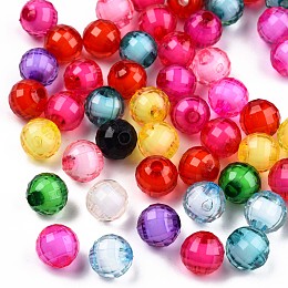 Honeyhandy Transparent AS Plastic Beads, Faceted, Bead in Bead, Round, Mixed Color, 9.5mm, Hole: 2mm, about 1100pcs/500g