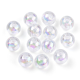 Honeyhandy Transparent Acrylic Beads, AB Colors Plated, Round, Clear AB, 6mm, Hole: 1.8mm, about 4800pcs/500g