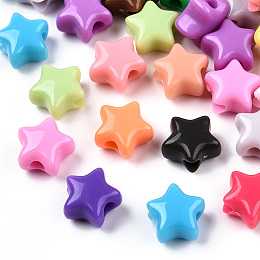 Honeyhandy Opaque Acrylic Beads, Star, Mixed Color, 9x9.5x5.5mm, Hole: 2.5mm, about 2050pcs/500g