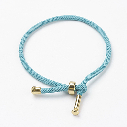 Honeyhandy Cotton Twisted Cord Bracelet Making, with Stainless Steel Findings, Golden, Sky Blue, 9 inch~9-7/8 inch(23~25cm), 3mm