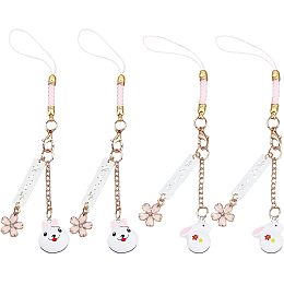 OLYCRAFT 4Pcs Flower & Rabbit & Cat Phone Lanyard Japanese Phone Charm Accessories Cell Phone Charms Lanyard with Hanging Pendants Decor for Backpack Handbag Key Hanging Decoration - 2 Styles