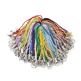 Honeyhandy Polyester Rope Mobile Straps, with Iron Rings and Zinc Alloy Cord Ends, Mixed Color, 4.5cm, Ring: 7mm, Ends: 7mm