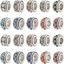 arricraft 40 Pcs 10 Colors Rhinestone Crystal Beads, Rhinestone European Beads Large Hole Spacer Beads for Snake Chain Charm Bracelet Earrings Necklace Crafts Making (Hole: 5mm)