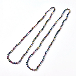 Honeyhandy Dyed Natural Sesame Jasper/Kiwi Jasper Beaded Necklaces, with Nylon Cord, 35 inch(89cm)