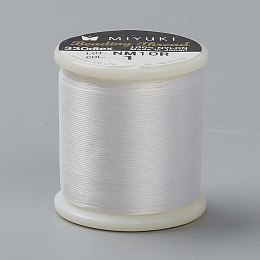 Honeyhandy MIYUKI Beading Nylon Thread B, 330 DTEX/0.203mm/0.008", for Seed Beads, #1, Ghost White, 0.16mm, 55 yards(50 meters)/roll