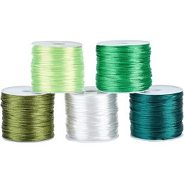 PandaHall Elite 1.5mm Green Rattail Cord Nylon String Thread Bracelet String for Spring Macrame Kumihimo Friendship Bracelet Necklace Chinese Knot Dream Catchers Braid Hair 82 Yards