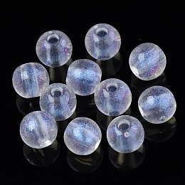 Honeyhandy Transparent Acrylic Beads, Glitter Powder, Round, Clear, 8x7mm, Hole: 2mm, about 1840pcs/500g