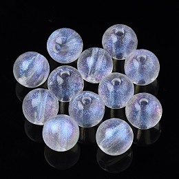 Honeyhandy Transparent Acrylic Beads, Glitter Powder, Round, Clear, 9.5x9mm, Hole: 2mm, about 940pcs/500g