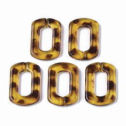 Honeyhandy Transparent Acrylic Linking Rings, Quick Link Connectors, Imitation Leopard Skins Pattern, for Cable Chains Making, Oval, Champagne Yellow, 31x21x4.5mm, Inner Diameter: 18X8.5mm