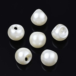 Honeyhandy Acrylic Imitation Pearl Charms, Teardrop, Creamy White, 11.5x11.5x11.5mm, Hole: 2mm, about 600pcs/500g