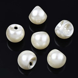 Honeyhandy Acrylic Imitation Pearl Charms, Teardrop, Creamy White, 15x15x15mm, Hole: 2.5mm, about 280pcs/500g