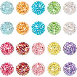 PandaHall Elite 20mm Beads 20pcs Acrylic Rhinestone Beads 10 Colors Bubblegum Beads Round Crystal Beads Large Loose Beads for Garland Jewelry Bracelet Pen Bag Chain Making Ramadan Decoration