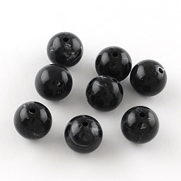 Honeyhandy Round Imitation Gemstone Acrylic Beads, Black, 8mm, Hole: 2mm, about 1700pcs/500g