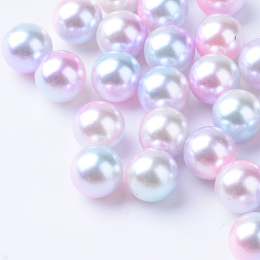 Honeyhandy Rainbow Acrylic Imitation Pearl Beads, Gradient Mermaid Pearl Beads, No Hole, Round, Pink, 6mm, about 5000pcs/500g