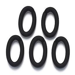 Honeyhandy Opaque Spray Painted Acrylic Linking Rings, Quick Link Connectors, for Cable Chains Making, Frosted, Oval, Black, 35x19x6mm, Inner Diameter: 26x10mm, about 240pcs/500g