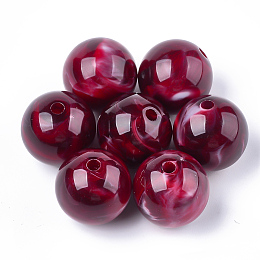 Acrylic Beads, Imitation Gemstone Style, Round, Dark Red, 19x18.5mm, Hole: 2mm, about 115pcs/500g