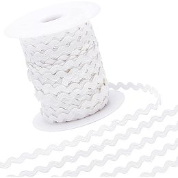 GORGECRAFT 50Yard Rick Rack Trim Ribbon Wave Sewing Bending Fringe Trim 5.5mm for Sewing Flower Making Wedding Party Lace Ribbon Craft (White)