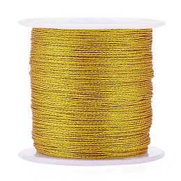 Honeyhandy Polyester Braided Metallic Thread, for DIY Braided Bracelets Making and Embroidery, Gold, 0.4mm, 6-Ply, about 54.68 yards(50m)/roll