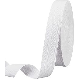 NBEADS 49 Yards(45m)/Roll Herringbone Cotton Webbings, 35mm Wide Cotton Twill Tape Ribbons Cotton Herringbone Cords for Knit Sewing DIY Crafts, White