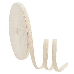 NBEADS 54.68 Yards(50m)/Roll Cotton Tape Ribbons, 12mm Wide Antique White Herringbone Cotton Webbings Flat Cotton Herringbone Cords for Home Decor Wrapping Gifts Knit Sewing DIY Crafts, 0.6mm Thick