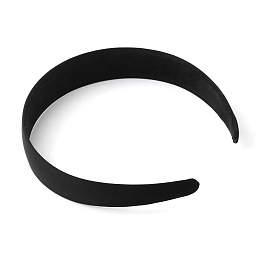 Honeyhandy Plastic Hair Bands, with Cloth Covered, Black, 125mm