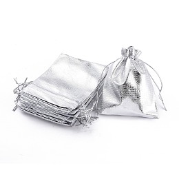 Honeyhandy Organza Bags, Rectangle, Silver, 12x9cm