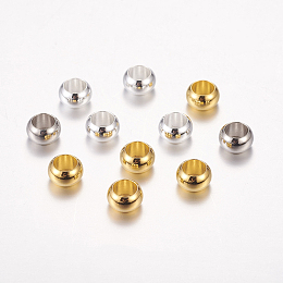 Honeyhandy Brass European Beads, Large Hole Rondelle Beads, Mixed Color, 7x4mm, Hole: 4.5mm