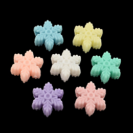 Honeyhandy Opaque Acrylic European Beads, Large Hole Snowflake Beads, Mixed Color, 13x13x6mm, Hole: 4mm,  about 950pcs/500g