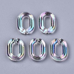 Honeyhandy Transparent Acrylic Linkings Rings, Quick Link Connectors, For Curb Chains Making, AB Color, Oval, Clear AB, 19x14x4mm, Inner Diameter: 11x5.5mm