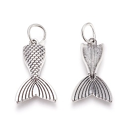 Honeyhandy Tibetan Style Alloy Pendants, Mermaid Fishtail, Antique Silver, 31x19x4.5mm, Hole: 7mm