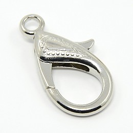 Honeyhandy Tibetan Style Alloy Lobster Claw Clasps, Platinum, 30x15x4mm, Hole: 3mm