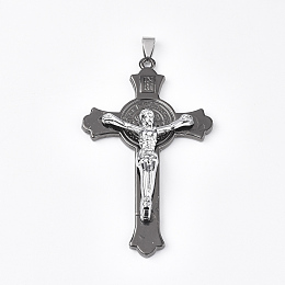 Honeyhandy Alloy Big Pendants, Crucifix Cross, For Easter, Gunmetal & Platinum, 75.5x45x10mm, Hole: 8~10x3~4mm