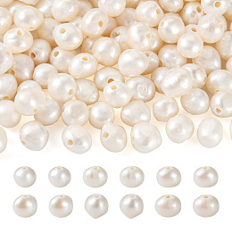 Honeyhandy Natural Cultured Freshwater Pearl Beads, Baroque Keshi Pearl, Nuggets, Seashell Color, 7~8mm, Hole: 1.6mm