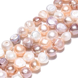 Natural Cultured Freshwater Pearl Beads Strands, Baroque Pearls Keshi Pearl Beads, Two Sides Polished, Mixed Color, 8~9x7.5~8.5x5~6mm, Hole: 0.7mm, about 42pcs/strand, 13.39''(34cm)