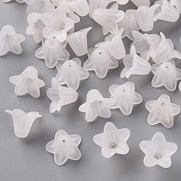 Honeyhandy Transparent Acrylic Beads, Frosted, Flower, White, 17.5x12mm, Hole: 1.5mm, about 770pcs/500g