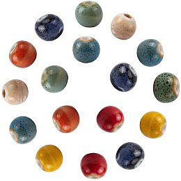 NBEADS 160 Pcs 9mm Diameter Handmade Porcelain Beads, 8 Colors Rondelle Fancy Antique Glazed Ceramic Porcelain Beads with 2.5mm Hole Loose Ball Beads for DIY Jewelry Making Projects