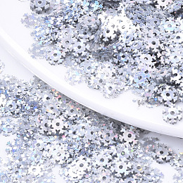 Honeyhandy Ornament Accessories, PVC Plastic Paillette/Sequins Beads, AB Color, Snowflake, for Christmas, Snow, 6x0.2mm, Hole: 0.9mm, about 40000pcs/500g