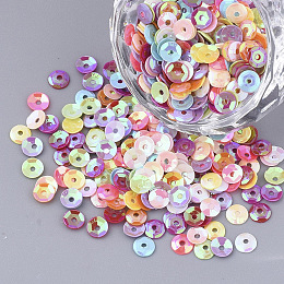 Honeyhandy Ornament Accessories, PVC Plastic Paillette/Sequins Beads, Faceted, Flat Round, Mixed Color, 4.5x1mm, Hole: 1mm, about 1100pcs/bag